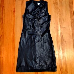 Gucci Black Silk Lined Sleeveless Genuine Lambskin Leather Dress Sz 0 It 36